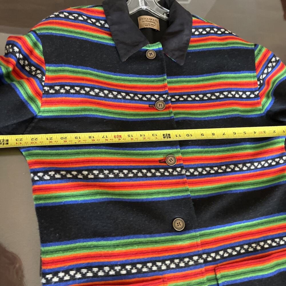 VTG Striped Southwestern Pendleton Knockabout Wool Coat Jacket Large EUC - Picture 13 of 16
